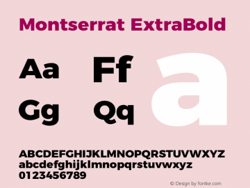 Montserrat-ExtraBold Version 4.000 Font Sample