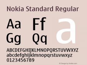 NokiaStandard-Regular Version 001.001; t1 to otf conv Font Sample