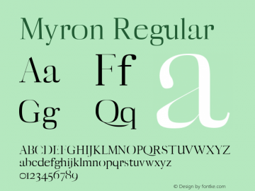 Myron Regular Version 1.0 Font Sample