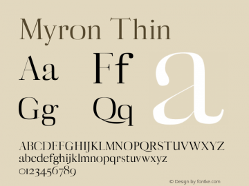 Myron Thin Version 1.0 Font Sample