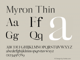 Myron Thin Version 1.0 Font Sample