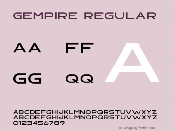 Gempire Regular Version 1.000;PS 001.001;hotconv 1.0.56 Font Sample