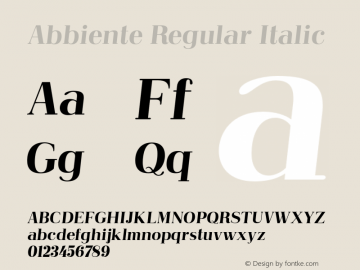 Abbiente Italic 1.002 Font Sample