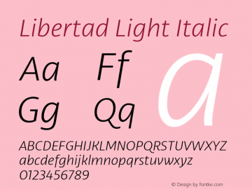 Libertad-LightItalic Version 1.000 Font Sample