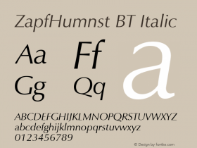 ZapfHumnst BT Italic mfgpctt-v4.4 Nov 16 1998图片样张