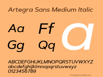 ArtegraSans-MediumItalic Version 1.00;com.myfonts.easy.artegra.artegra-sans.medium-italic.wfkit2.version.4Kpb Font Sample