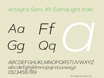 ArtegraSansAlt-ExtLtIta Version 1.00;com.myfonts.easy.artegra.artegra-sans.alt-extralight-italic.wfkit2.version.4KoZ Font Sample