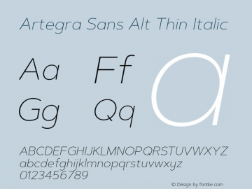 ArtegraSansAlt-ThinItalic Version 1.00;com.myfonts.easy.artegra.artegra-sans.alt-thin-italic.wfkit2.version.4KpN图片样张