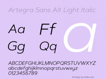 ArtegraSansAlt-LightItalic Version 1.00;com.myfonts.easy.artegra.artegra-sans.alt-light-italic.wfkit2.version.4Kp2图片样张