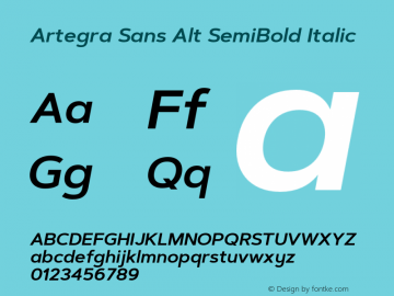 ArtegraSansAlt-SemiBoldItalic Version 1.00;com.myfonts.easy.artegra.artegra-sans.alt-semibold-italic.wfkit2.version.4KpA图片样张