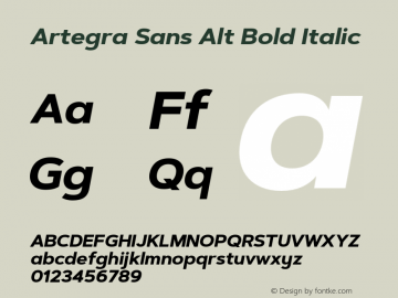 ArtegraSansAlt-BoldItalic Version 1.00;com.myfonts.easy.artegra.artegra-sans.alt-bold-italic.wfkit2.version.4KmQ Font Sample