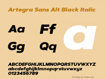 ArtegraSansAlt-BlackItalic Version 1.00;com.myfonts.easy.artegra.artegra-sans.alt-black-italic.wfkit2.version.4KrV Font Sample