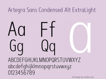 ArtegraSansCondensedAlt-ExtLt Version 1.00;com.myfonts.easy.artegra.artegra-sans.alt-cond-extralight.wfkit2.version.4Knx Font Sample