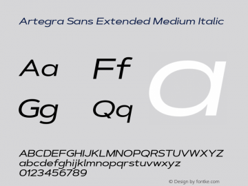 ArtegraSansExtended-MedIta Version 1.00;com.myfonts.easy.artegra.artegra-sans.extend-medium-italic.wfkit2.version.4Krq Font Sample