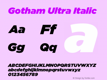 Gotham-UltraItalic Version 1.200 Font Sample
