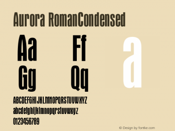 Aurora Condensed Version 003.001 Font Sample
