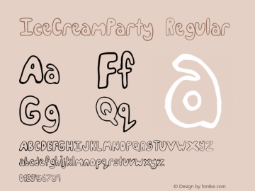 IceCreamParty Version 1.00 February 27, 2012, initial release Font Sample