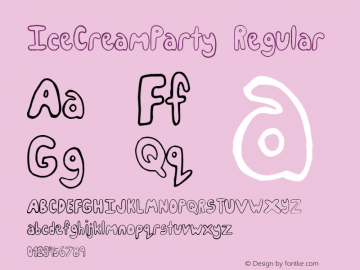 IceCreamParty Version 1.00 February 27, 2012, initial release Font Sample