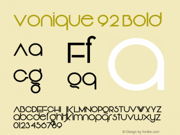 Vonique 92 Bold Version 1.00 December 2, 2015, initial release图片样张