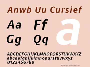 AnwbUu-Cursief Version 1.002 Font Sample