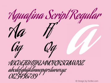 Aguafina Script Regular Version 1.000 Font Sample