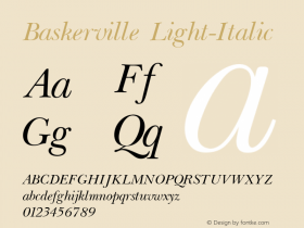 Baskerville Light-Italic 001.000 Font Sample