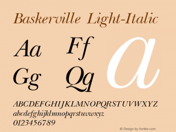 Baskerville Light-Italic 001.000 Font Sample
