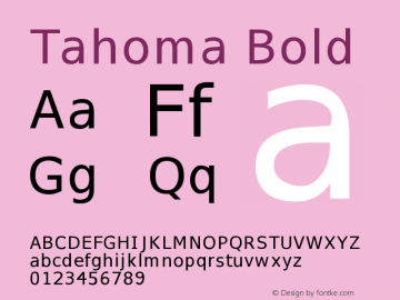 Tahoma Bold Version 0.001 Font Sample