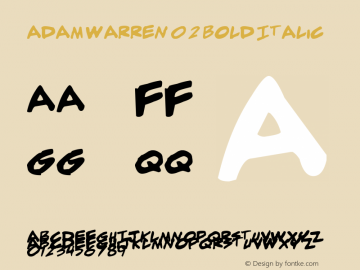 adam warren 0.2 Bold Italic Version 1.00 March 25, 2007, initial release图片样张