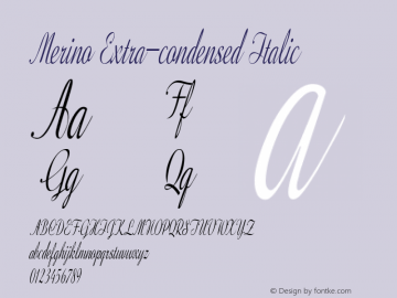 Merino-ExtracondensedItalic Version 1.000 Font Sample