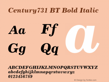 Century 731 Bold Italic BT mfgpctt-v1.64 Tuesday, May 18, 1993 9:34:33 am (EST) Font Sample