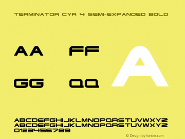 Terminator Cyr 4 Semi-expanded Bold TrueType Maker version 3.00.00 Font Sample