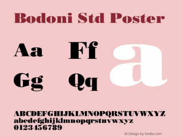 BodoniStd-Poster Version 2.020;PS 002.000;hotconv 1.0.50;makeotf.lib2.0.16970图片样张