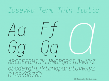 Iosevka Term Thin Italic 1.12.4; ttfautohint (v1.6)图片样张