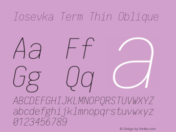 Iosevka Term Thin Oblique 1.12.4; ttfautohint (v1.6)图片样张