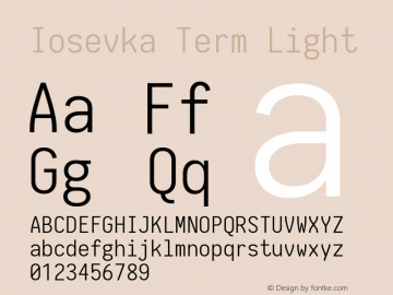 Iosevka Term Light 1.12.4; ttfautohint (v1.6)图片样张