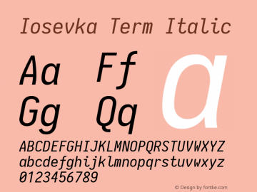 Iosevka Term Italic 1.12.4; ttfautohint (v1.6)图片样张