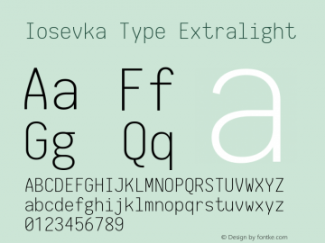 Iosevka Type Extralight 1.12.4; ttfautohint (v1.6)图片样张