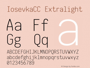 IosevkaCC Extralight 1.12.4; ttfautohint (v1.6) Font Sample