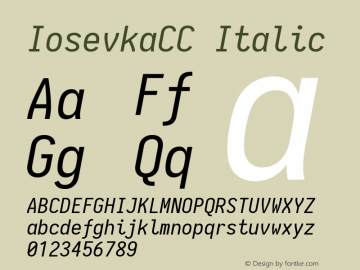IosevkaCC Italic 1.12.4; ttfautohint (v1.6) Font Sample