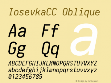 IosevkaCC Oblique 1.12.4; ttfautohint (v1.6) Font Sample