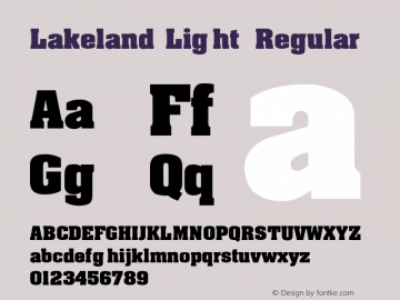 Lakeland Light Regular Unknown Font Sample