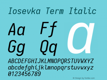 Iosevka Term Italic 1.12.4; ttfautohint (v1.6)图片样张