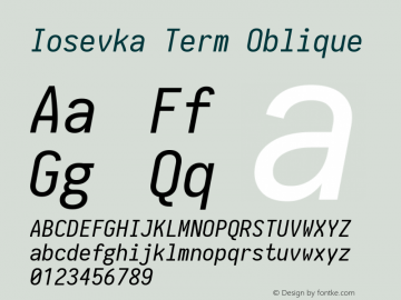 Iosevka Term Oblique 1.12.4; ttfautohint (v1.6)图片样张