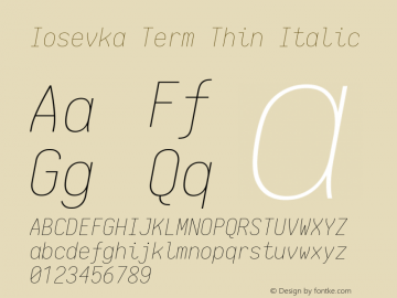 Iosevka Term Thin Italic 1.12.4; ttfautohint (v1.6)图片样张