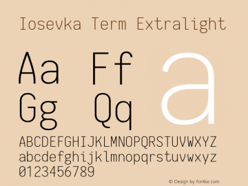 Iosevka Term Extralight 1.12.4; ttfautohint (v1.6)图片样张