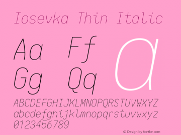 Iosevka Thin Italic 1.12.4; ttfautohint (v1.6)图片样张