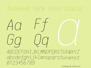 Iosevka Term Thin Italic 1.12.4; ttfautohint (v1.6)图片样张