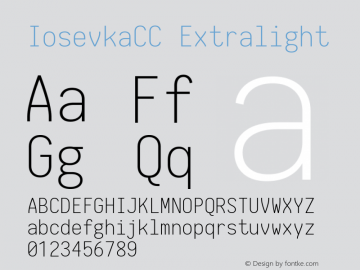 IosevkaCC Extralight 1.12.4; ttfautohint (v1.6) Font Sample