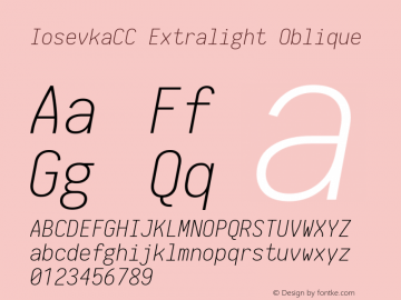 IosevkaCC Extralight Oblique 1.12.4; ttfautohint (v1.6) Font Sample